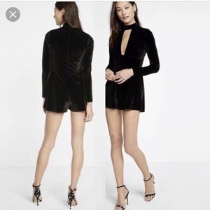 ❌SOLD❌.     Mock Neck Cut Out Velvet Romper NWT